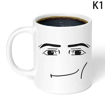 Funny Face Coffee Mug – Cute Gamer Ceramic Cup325ML