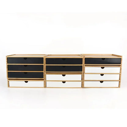 Bamboo Desktop Storage Box – Double-Layer Organizer for Jewelry & Office