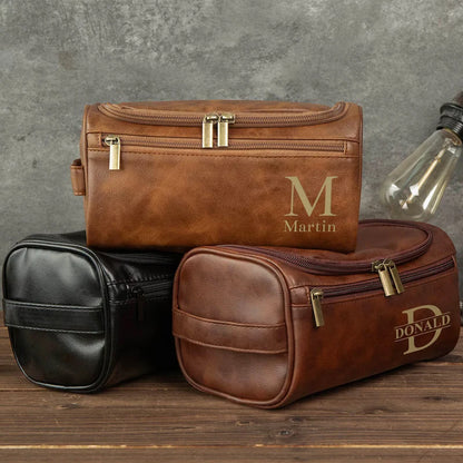Personalized Leather Toiletry Bag – Dopp Kit for Men
