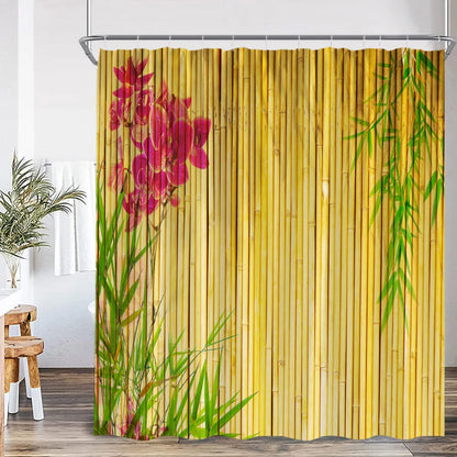 Zen Green Bamboo Buddha Shower Curtain
