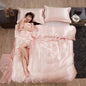 Nordic Satin Silk Bedding Set with Duvet Cover Bed Sheet Pillowcases Luxury