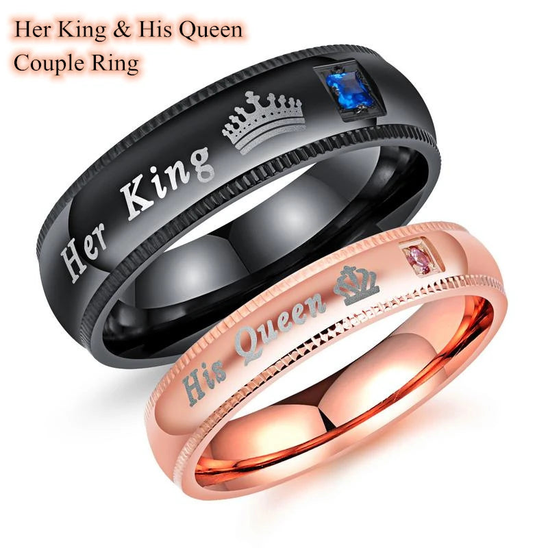 King & Queen Blue Zircon Promise Rings