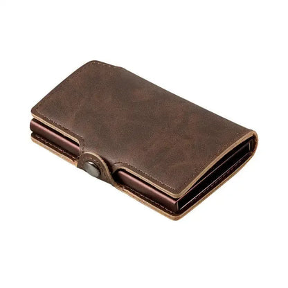 Mens Slim Leather Wallet – RFID Blocking Card Holder with Money Clip