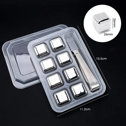 Stainless Steel Whiskey Ice Cubes – Reusable Metal Chill Stones