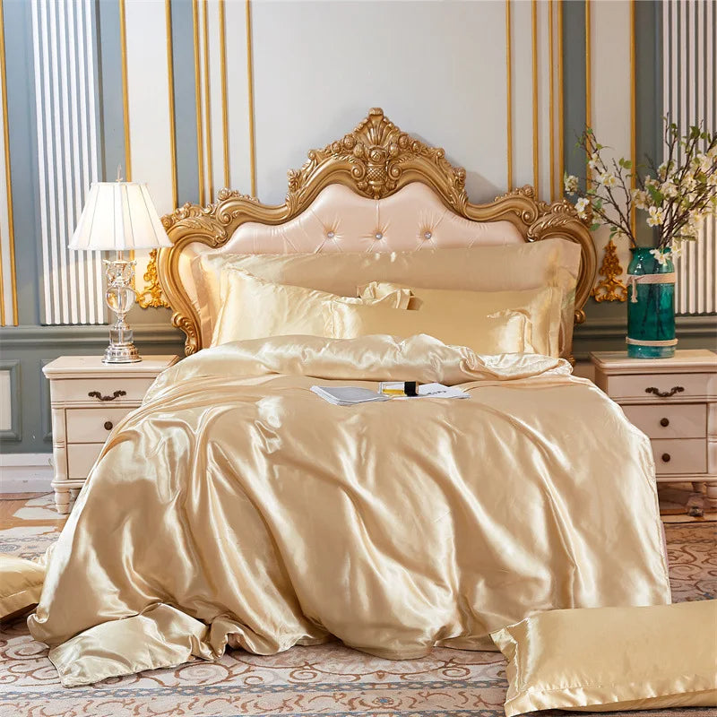 High End Home Emulation Silk Satin Bedding Set