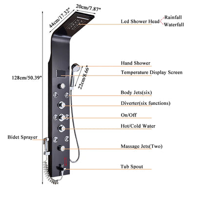 Luxury Bathroom Shower Panel Waterfall Rainfall Shower Head