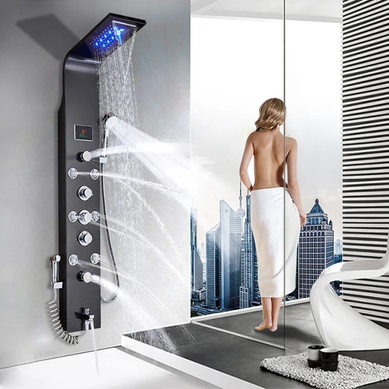 Luxury Bathroom Shower Panel Waterfall Rainfall Shower Head