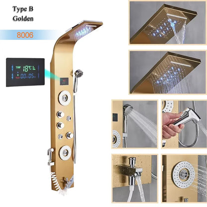 Luxury Bathroom Shower Panel Waterfall Rainfall Shower Head