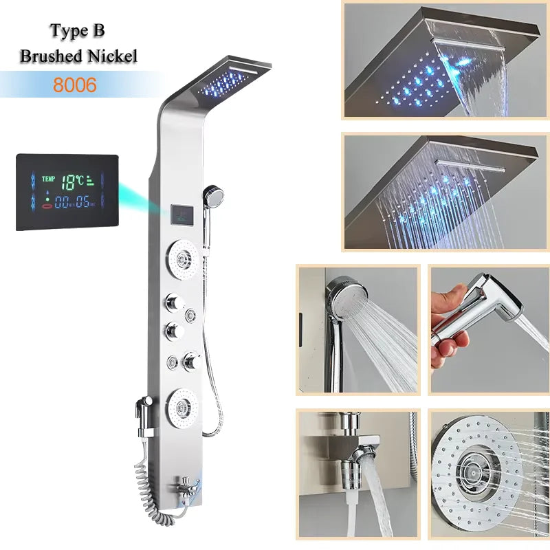 Luxury Bathroom Shower Panel Waterfall Rainfall Shower Head