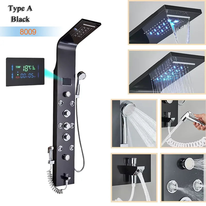 Luxury Bathroom Shower Panel Waterfall Rainfall Shower Head