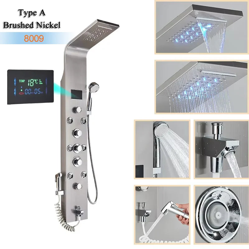 Luxury Bathroom Shower Panel Waterfall Rainfall Shower Head