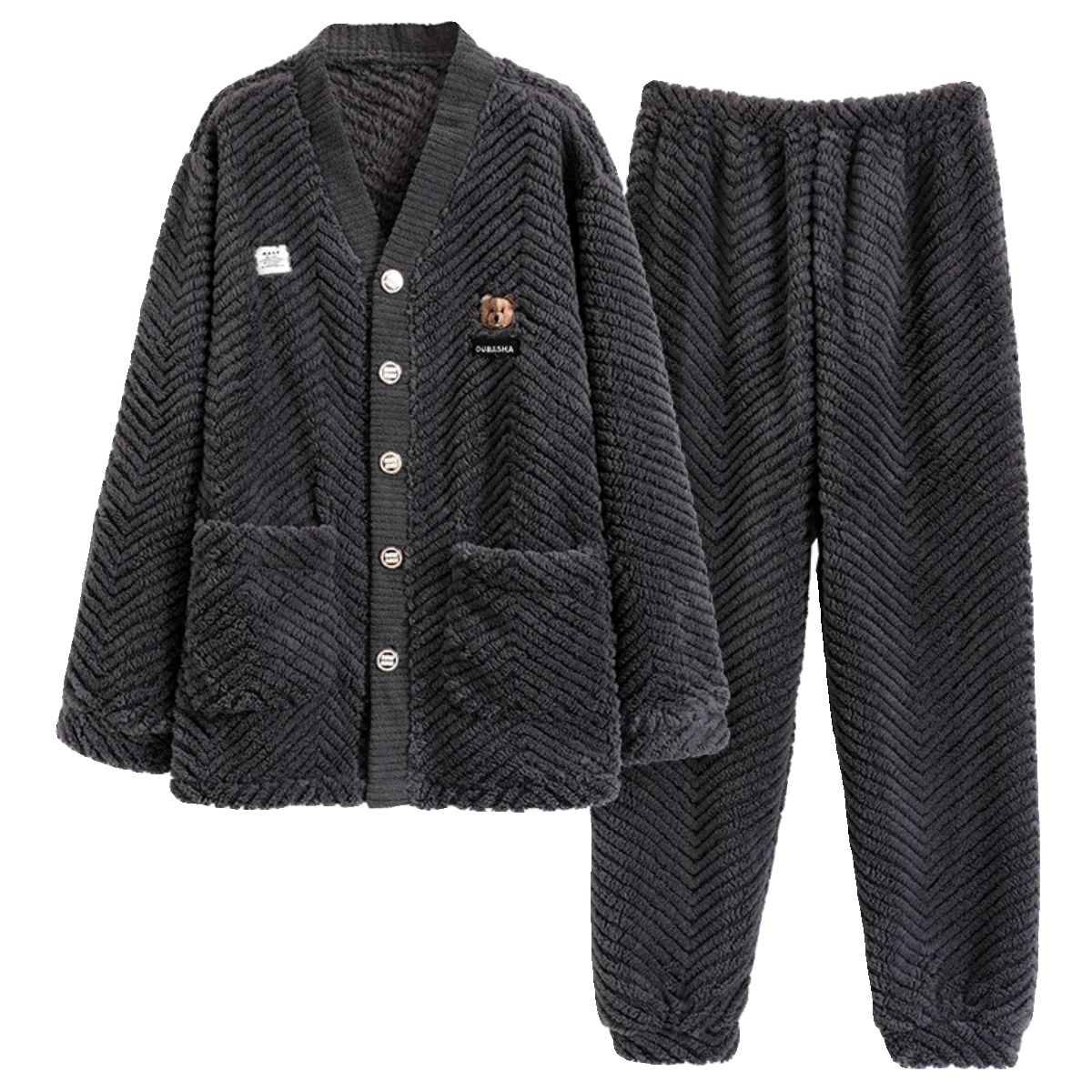 2024 Coral Fleece Couple Pajama Set – Winter Loungewear