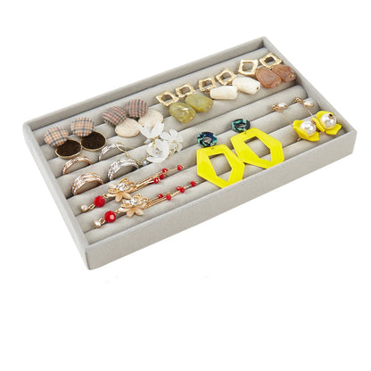 1pc Multiple Styles Velvet Jewelry Dispaly Tray Necklace Bracelet Earrings Ring Brooches Storage Box Drawer Jewellery Organizers