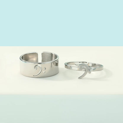 Kinitial Stainless Steel Bass Clef Promise Ring Music Jewelry