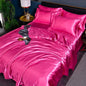 Nordic Satin Silk Bedding Set with Duvet Cover Bed Sheet Pillowcases Luxury
