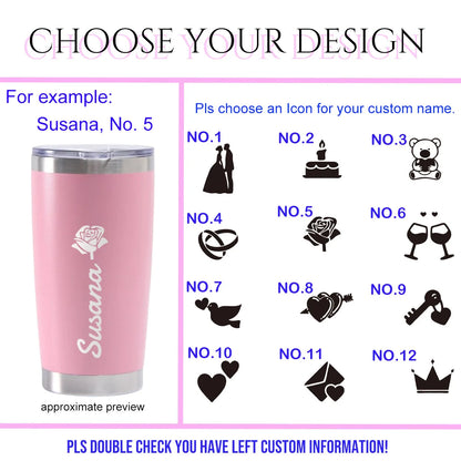 Personalized Valentine's Day Gifts for Boyfriend Girlfriend, Custom Tumblers with Names, Birthday Gifts for Wife Husband Her Him