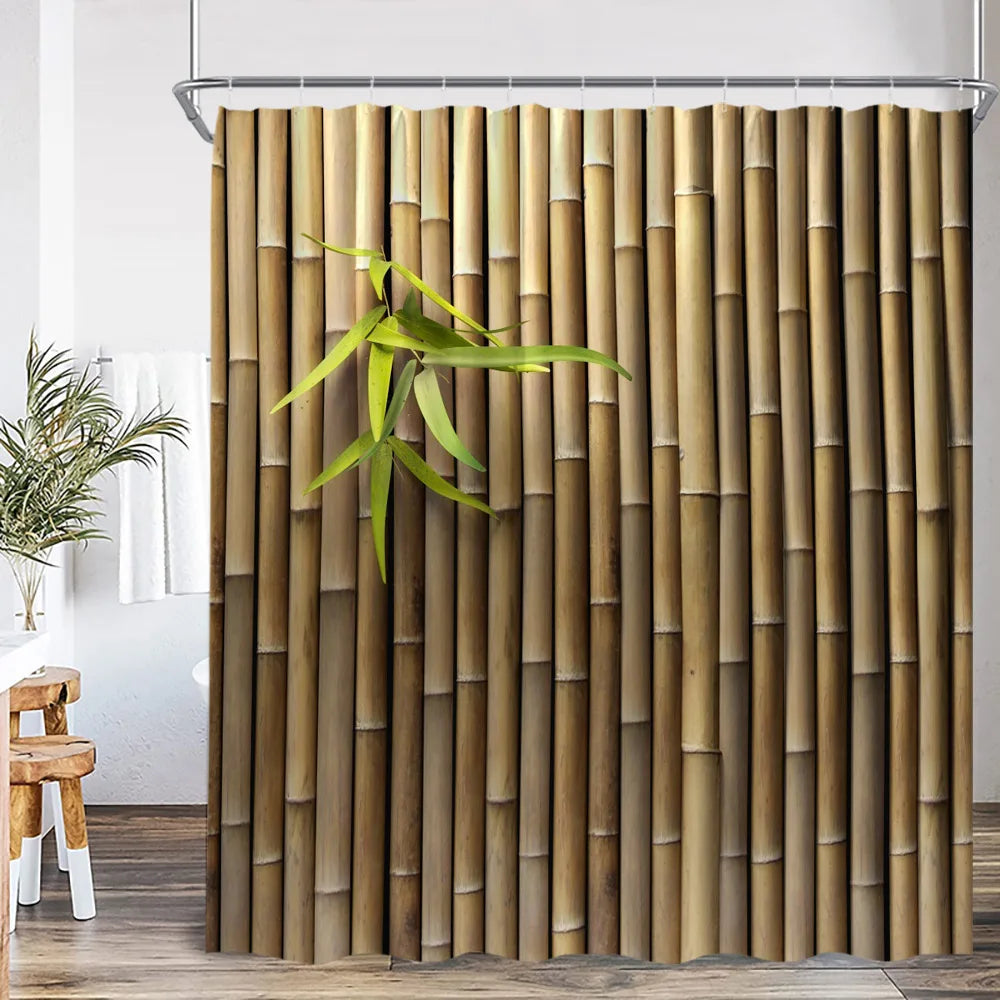 Zen Green Bamboo Buddha Shower Curtain