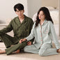 Solid Color Cotton Couple Pajama Set – Long Sleeve & Pants