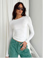 Woman Clothing Long Sleeve T-shirt Slim Fit Tops