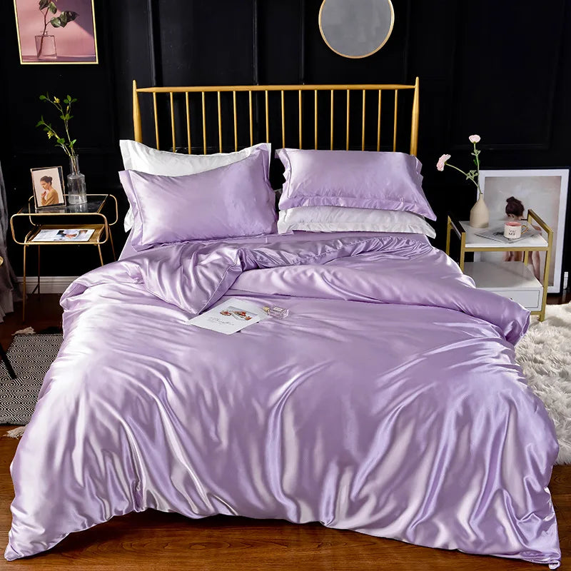 High End Home Emulation Silk Satin Bedding Set