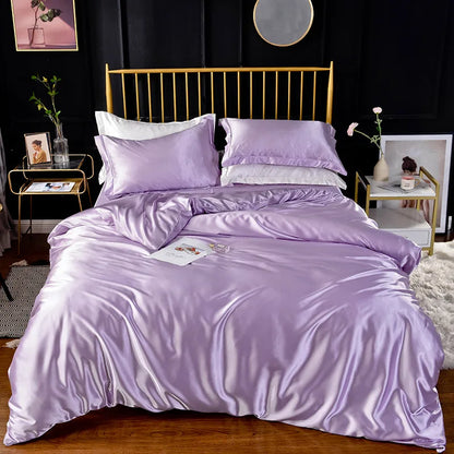 High End Home Emulation Silk Satin Bedding Set