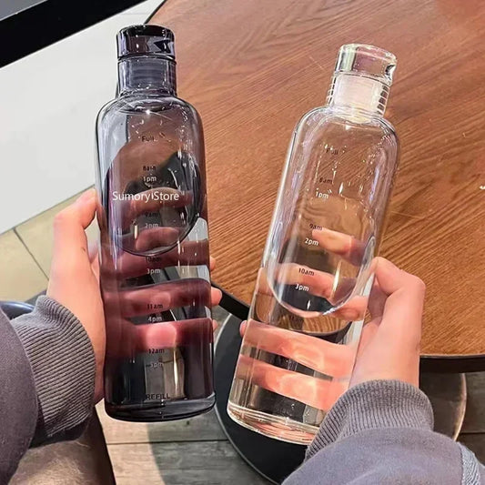 Large Capacity Time-Scale Water Bottle – Leakproof Sports Drink Cup