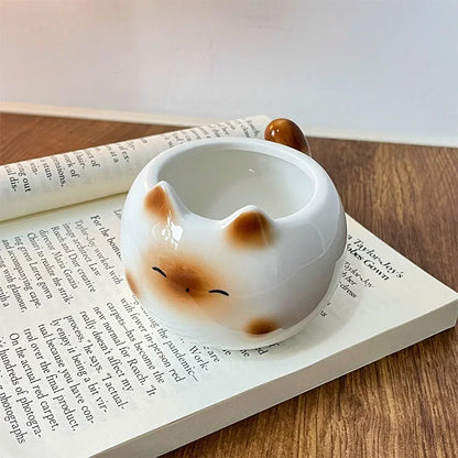 Siamese Cat Cup Cute Cartoon Ceramic Cupwith Lid Spoon Water Cup Couple Mug Creative Funny Gift for Friends' Birthday