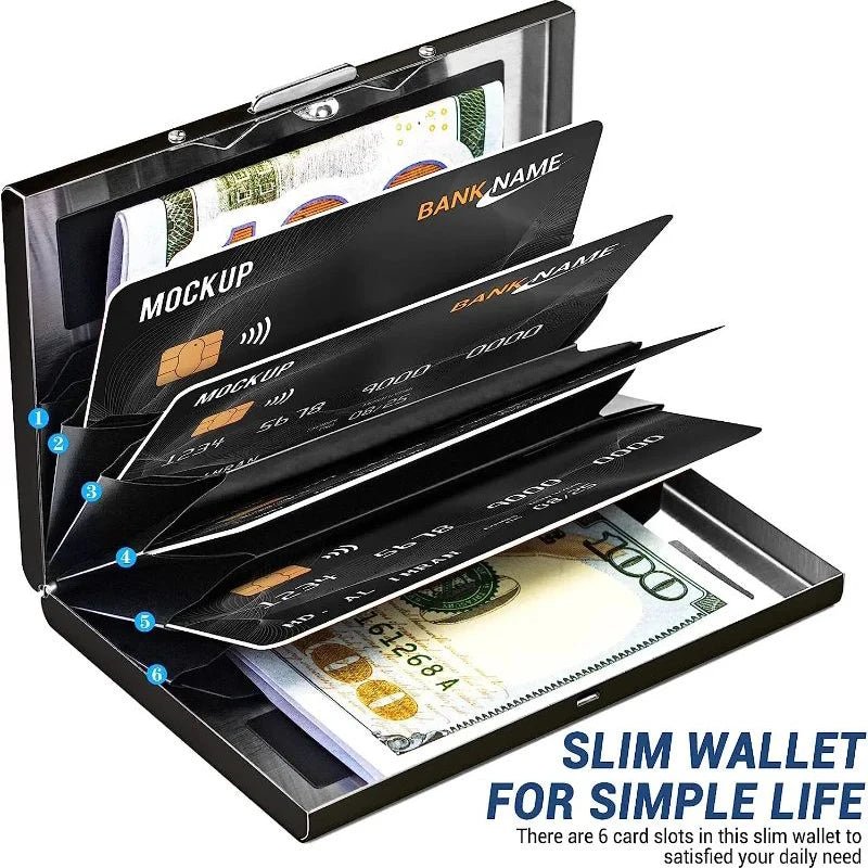 RFID-Blocking Slim Aluminum Wallet – Minimalist Cardholder for Men