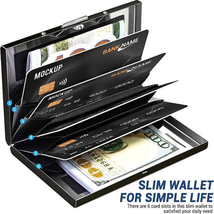 RFID-Blocking Slim Aluminum Wallet – Minimalist Cardholder for Men