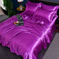 Nordic Satin Silk Bedding Set with Duvet Cover Bed Sheet Pillowcases Luxury