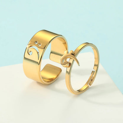Kinitial Stainless Steel Bass Clef Promise Ring Music Jewelry