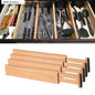 Adjustable Bamboo Kitchen Drawer Dividers – 4-Pack, Spring-Loaded