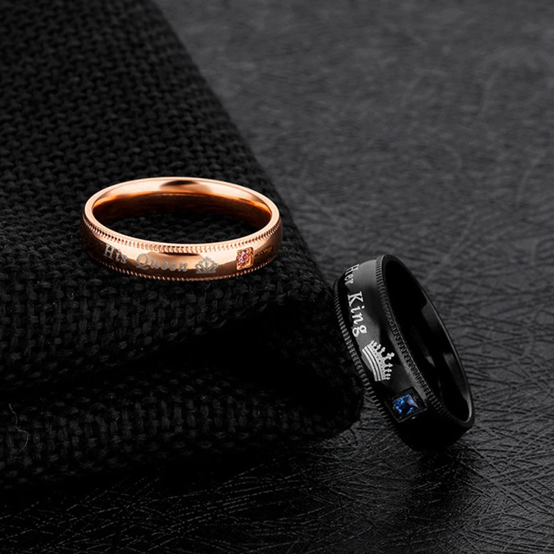 King & Queen Blue Zircon Promise Rings