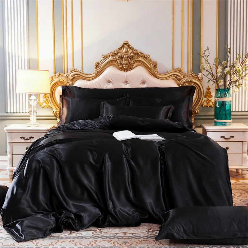 High End Home Emulation Silk Satin Bedding Set