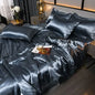 Nordic Satin Silk Bedding Set with Duvet Cover Bed Sheet Pillowcases Luxury