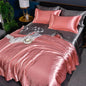 Nordic Satin Silk Bedding Set with Duvet Cover Bed Sheet Pillowcases Luxury