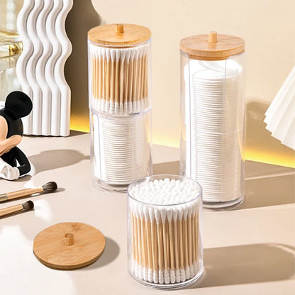 Cotton Cushion Storage Box – Bamboo Cover Makeup Dispenser