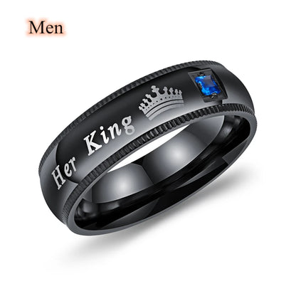 King & Queen Blue Zircon Promise Rings