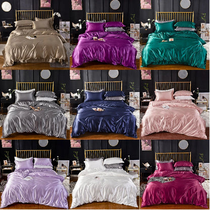 High End Home Emulation Silk Satin Bedding Set